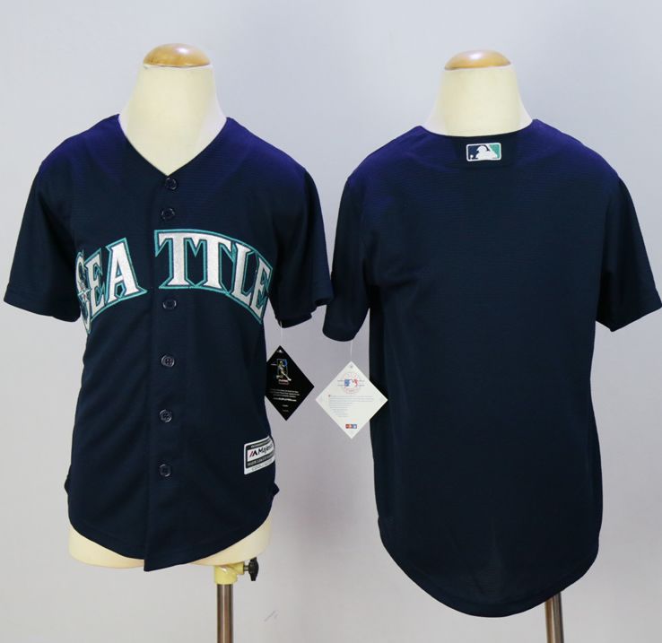 Mariners Blank Navy Blue Cool Base Stitched Youth MLB Jersey - Click Image to Close